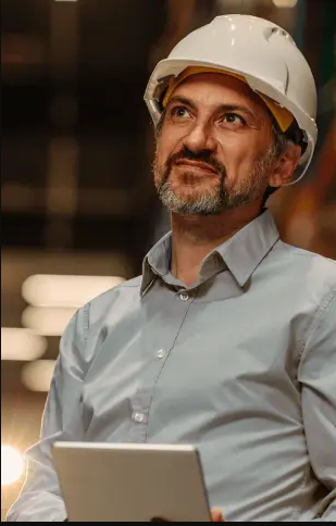 Homem com capacete de segurança